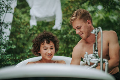 Portrait of smiling young couple