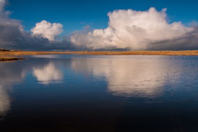 Scenic view of lake against sky