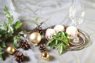 High angle view of vegetables on table