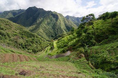 Scenic view of mountains against sky