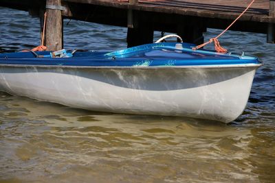 Boat moored in a lake