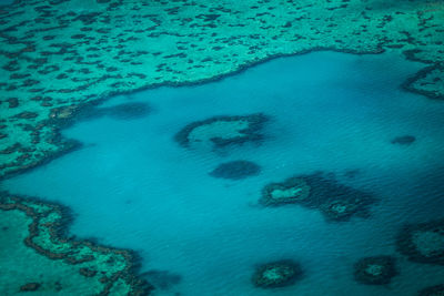 High angle view of blue sea