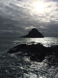 Scenic view of sea against cloudy sky