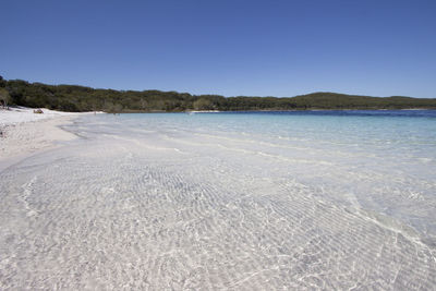 Scenic view of beach against clear sky