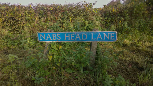 Close-up of information sign