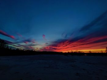 Scenic view of dramatic sky during sunset