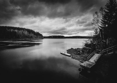 Scenic view of lake against sky