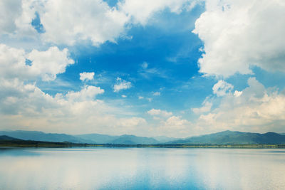 Scenic view of lake against sky