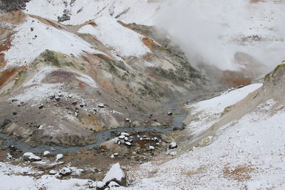 High angle view of snowcapped mountain