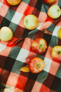 High angle view of fruits on table