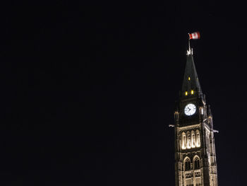 Low angle view of illuminated building