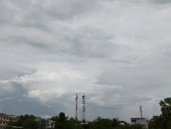 Low angle view of factory against sky