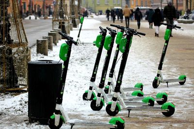 Row of shopping cart in winter
