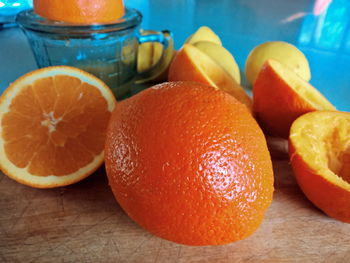 Close-up of oranges on table