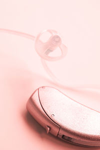 High angle view of pink balloons on table