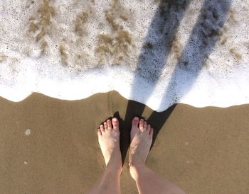 Low section of woman at sea shore