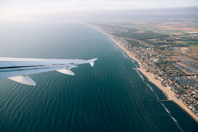 Aerial view of sea against sky