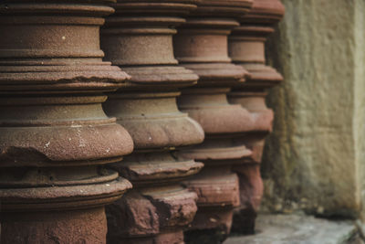 Close-up of stack of firewood