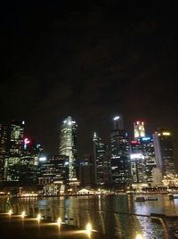 Illuminated cityscape at night