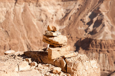 Stack of rocks on land