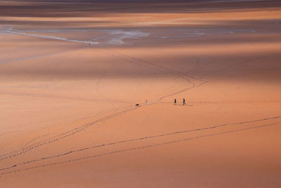 Scenic view of desert against sky during sunset