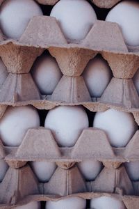 Full frame shot of eggs in carton