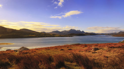 Scenic view of lake against sky