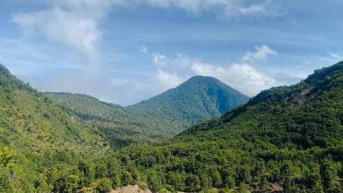 Scenic view of mountains against sky from papandayan 