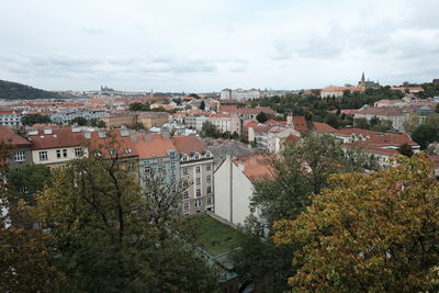 High angle view of townscape against sky