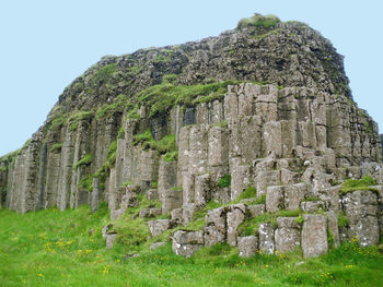 Low angle view of old ruins against clear sky