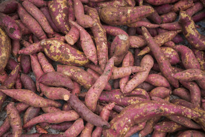 Full frame shot of sweet potatoes at market