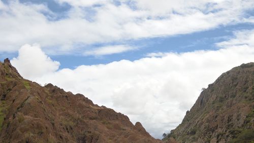 Low angle view of mountains against sky
