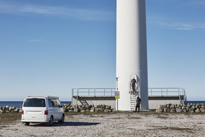 Engineers at wind turbine