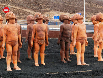 Sculptures on road