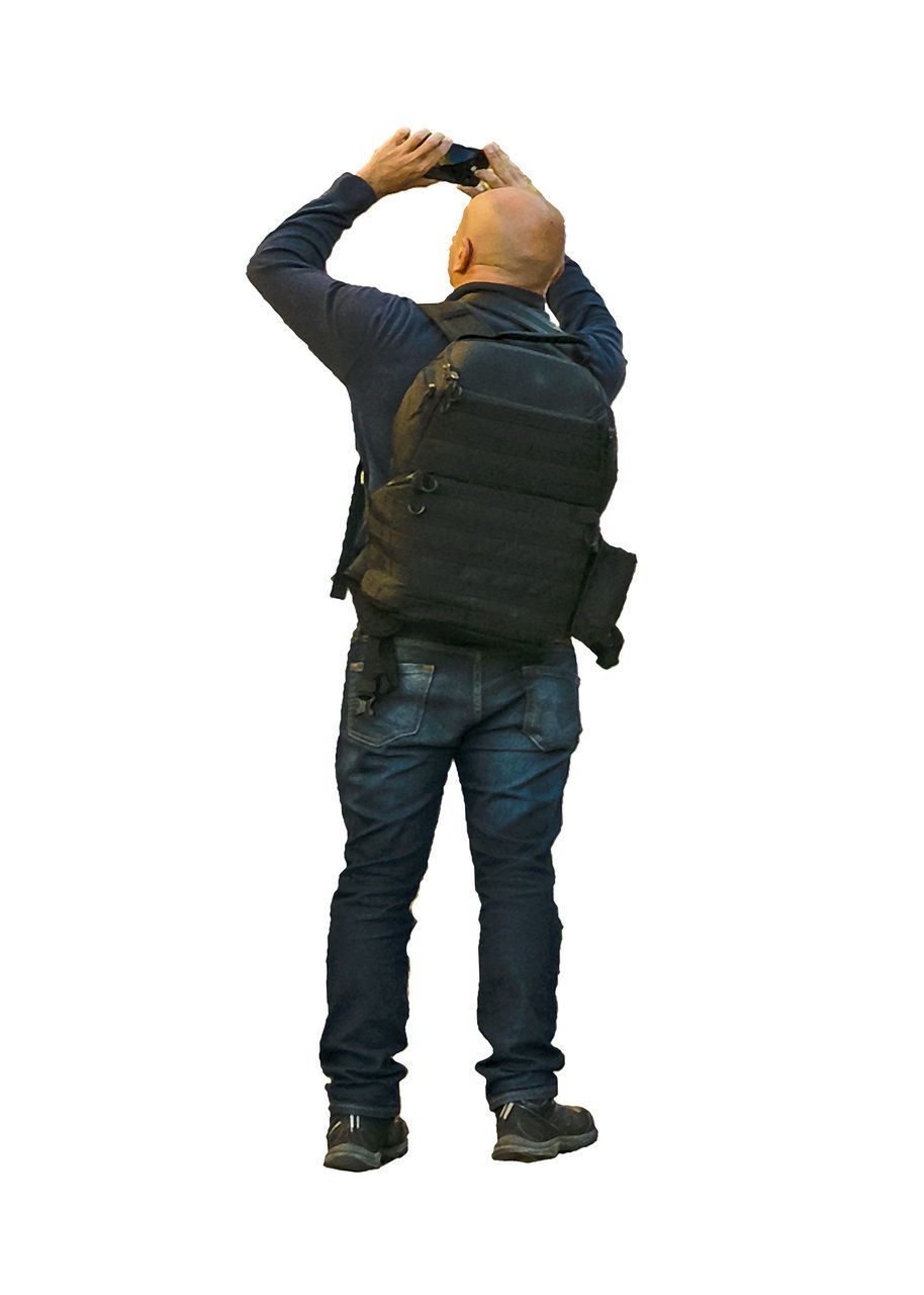 REAR VIEW OF MAN PHOTOGRAPHING