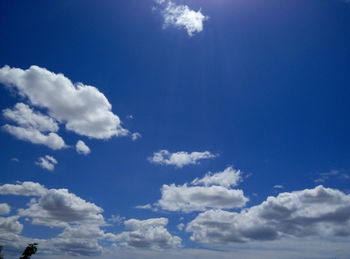 Low angle view of clouds in blue sky