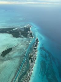 High angle view of sea and rocks