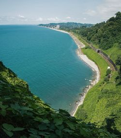 High angle view of sea against sky