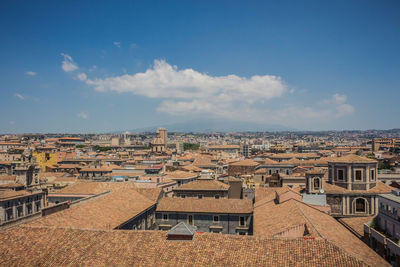 High angle view of townscape against sky