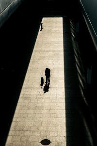 Shadow of woman on wall