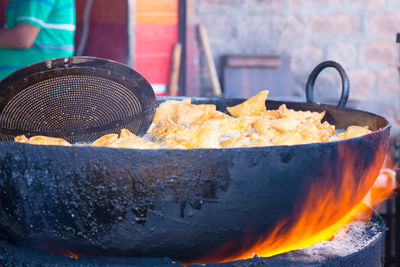 Close-up of food in wok