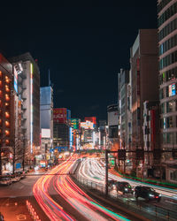 High angle view of illuminated city at night