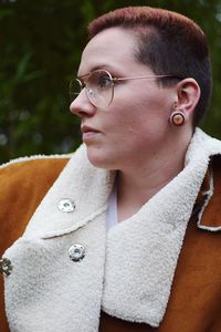 Close-up of young woman wearing warm clothing