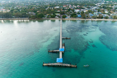 Aerial view of pier over sea