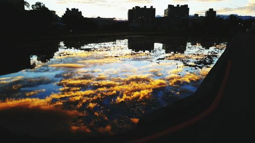 View of river at sunset