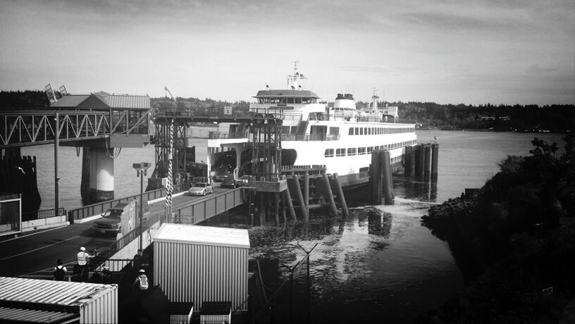 architecture, building exterior, built structure, water, outdoors, high angle view, no people, day, sky, transportation, city, nautical vessel, harbor, nature