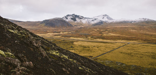 Scenic view of mountains against sky