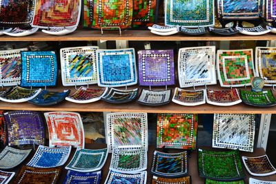 Close-up of ceramic art for sale