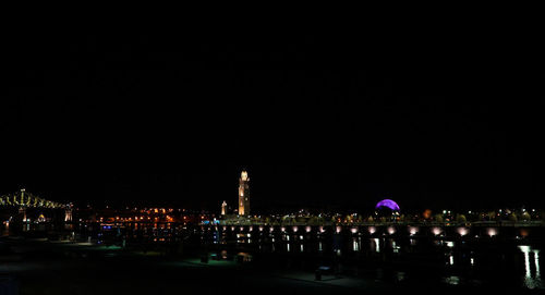 Illuminated city at night