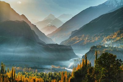 Scenic view of mountains against sky